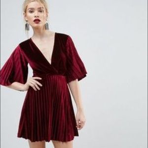 ASOS pleated velvet kimono mini dress